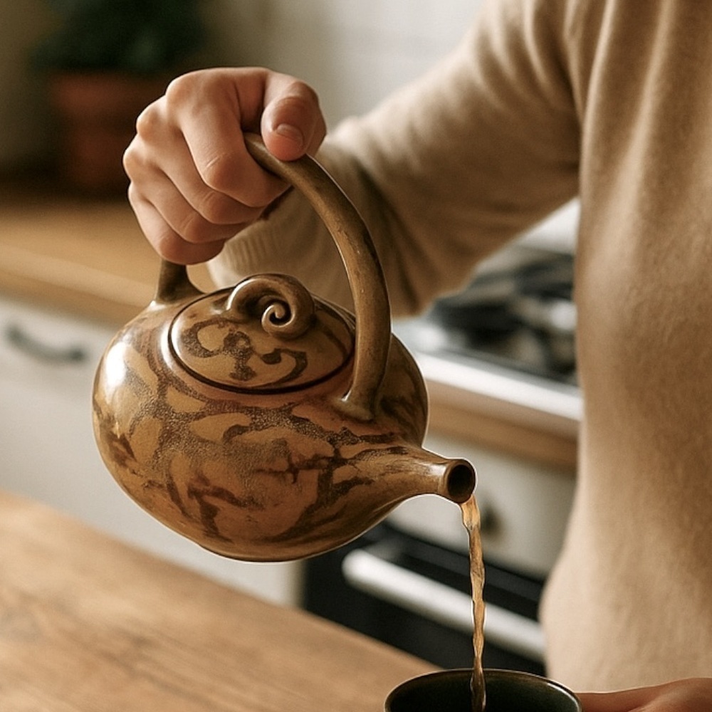 Signed hand crafted teapot primitive fashioned